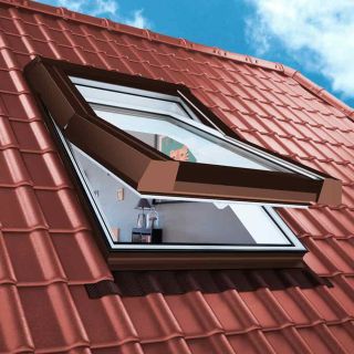ThermoMax Roof Dachfenster PVC weiß Blechteile braun