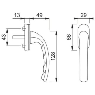 Hoppe Fenstergriff Tokyo F1 Alu Natur mit Druckknopf