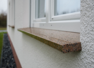 Nahaufnahme einer Fensterbank aus Naturstein