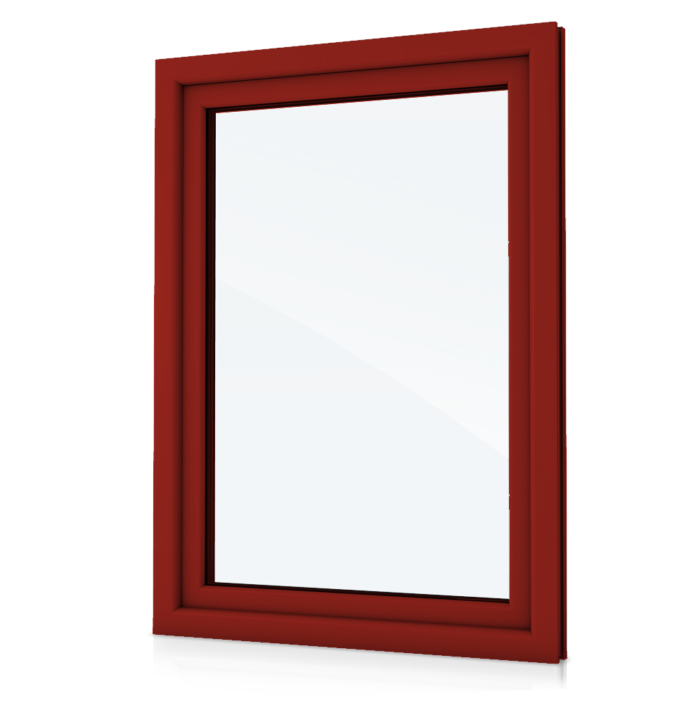Fenster mit Feuerrotem Rahmen