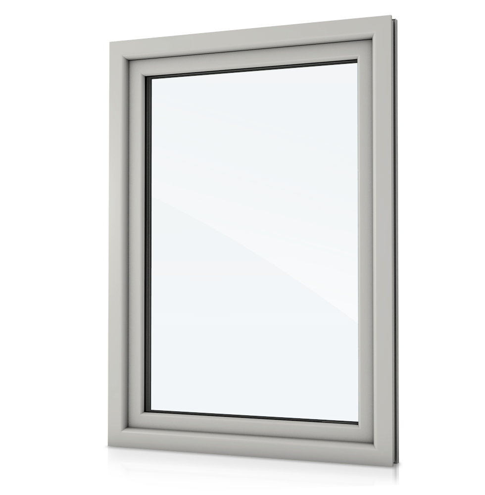 Fenster mit Verkehrseißem Rahmen